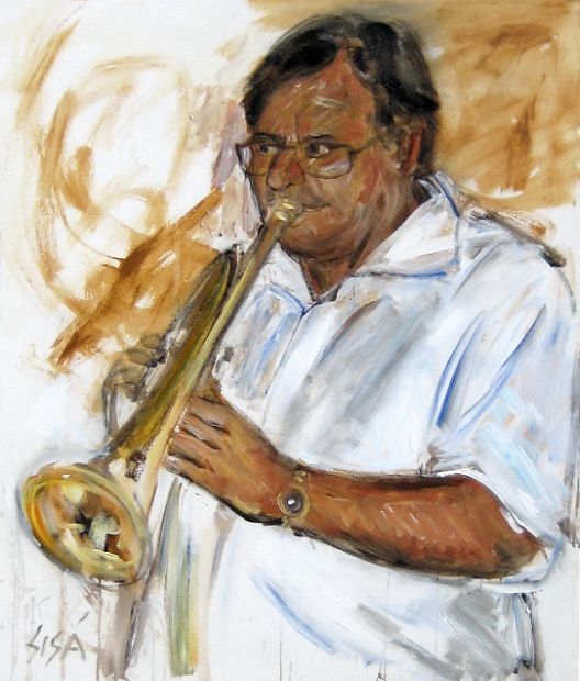 PROF. PETER SCHMELZER, Dirigent, Öl auf Baumwolle, 80 x 60 cm